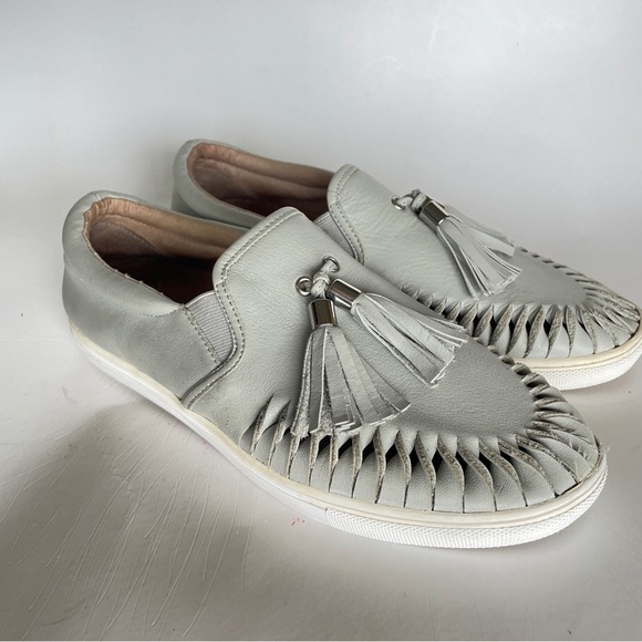 J Slides Shoes - J Slides Moccasin Cheyenne Tassel Gray Leather Slip-on Sneakers Shoes Flats 7.5